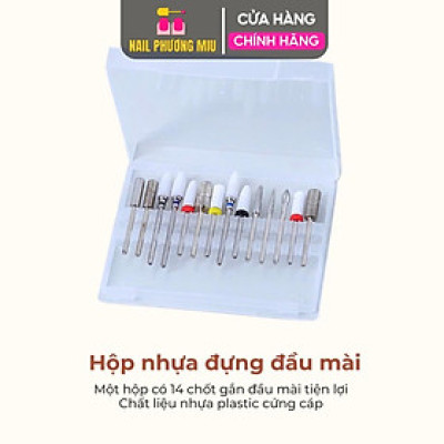 Hộp Đựng 14 Đầu Mài Nhựa Trong Plastic Tiện Lợi Bảo Vệ Đầu Mài Làm Nail Khỏi Bụi Bẩn, Chống Va Đập, Có Nắp Đậy Giúp Đầu Mài Luôn Sạch Sẽ, Dễ Vệ Sinh