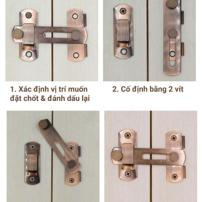 Chốt Cài Cửa KUNBE Bằng Thép Không Gỉ Dày Dặn Chống Phá Khóa Từ Bên Ngoài
