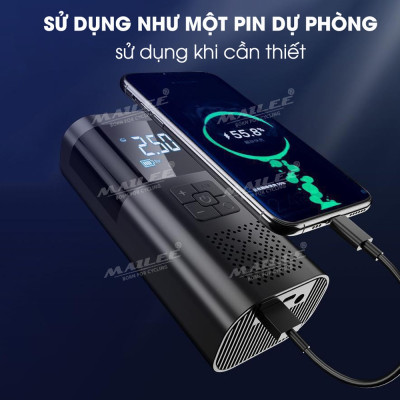 Bơm điện cầm tay di động VC-027 cho ô tô, xe đạp điện, xe máy dung lượng 6000 mAh, đa năng, không dây di động 150 psi (đủ phụ kiện) - Mai Lee