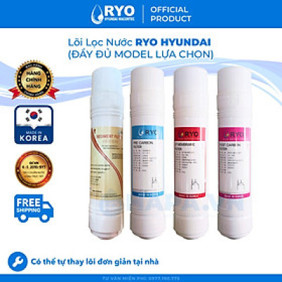 Bộ 4 Lõi Lọc Nước RYO HYUNDAI PGP1000, Sediment, Pre-Carbon, UF Membrane Filter, Post Carbon, Nhập Khẩu Hàn Quốc - Hàng Chính Hãng.