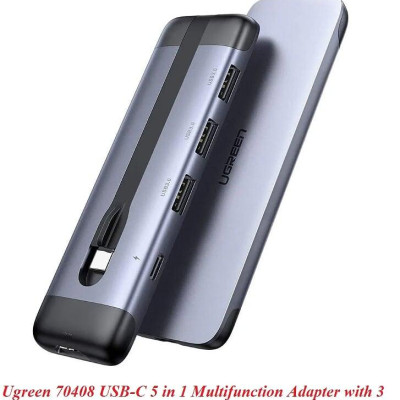 Ugreen UG70408CM285TK 10CM màu xám USB type C 5 trong 1 hub 3 x USB 3.0 + sạc PD 100W + HDMI - HÀNG CHÍNH HÃNG