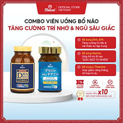Combo Viên Uống Mamori DHA-EPA và Glycine L-theanine Giúp Tăng Cường Trí Nhớ, Cải Thiện Giấc Ngủ sâu, thư giãn