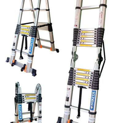 [HOT] Thang nhôm rút đôi có bánh xe di chuyển tiện lợi, thanh giằn gia cố, khóa thang 2 lớp - NIKITA