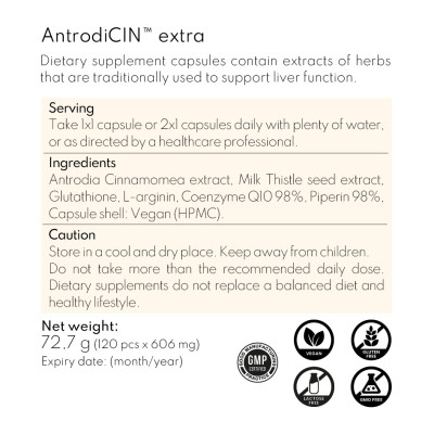 Thực phẩm BVSK OPFE AntrodiCIN extra capsules (120 viên) Hungary (Nấm Ngưu Chương Chi) Made in EU, 100% Thảo dược tự nhiên