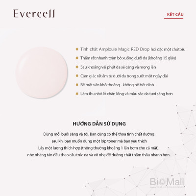 Ampoule đỏ thần kỳ miễn dịch phục hồi da bị viêm mụn nhạy cảm EVERCELL Magic Red Drop 4chaix10ml 