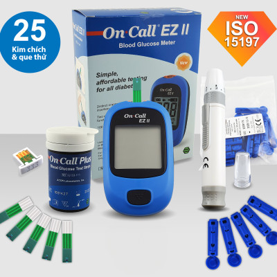 [TRỌN BỘ] Máy đo đường huyết On Call EZ II tặng 25 que thử - BH trọn đời