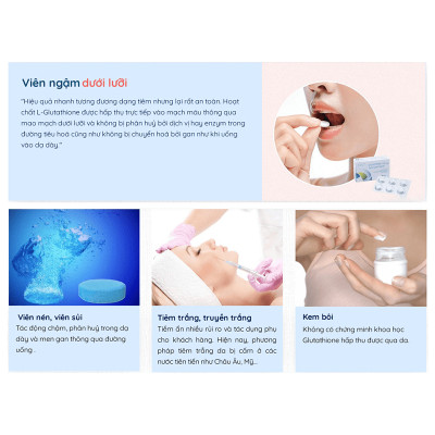 Viên ngậm trắng da Glutathione 100mg Sublingual Tablets