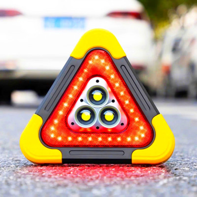 Đèn Cảnh Báo Tam Giác SOS LED COB Pin 6400mAh Sạc Năng Lượng Mặt Trời Cho Xe Đường Dài Tàu Thuyền Biển Báo Công Trình