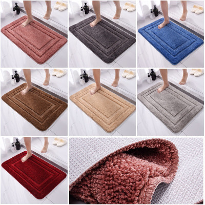Thảm lau chân, thảm chùi chân thấm nước sợi len trơn chống trượt, cho phòng khách, phòng tắm - Giao màu ngẫu nhiên