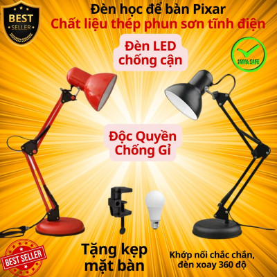 Đèn học PIXAR Bóng LED Chống Cận Bảo Vệ Mắt Có Tặng Kẹp Bàn Chắc Chắn ĐK 12cm Chất Liệu Thép Phun Sơn Tĩnh Điện D Danido