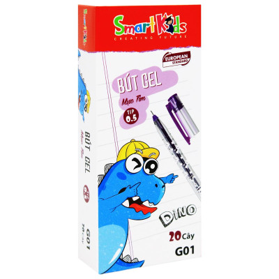 Hộp 20 Bút Gel Dino 0.5 mm - Smart Kids G01 - Mực Tím
