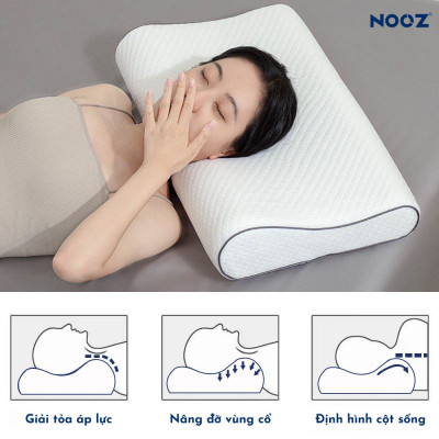 Gối Công Thái Học NOOZ Contour Foam Pillow Cao Su Non Lượn Sóng Nâng Đỡ Đầu - Giảm Đau Vai Gáy