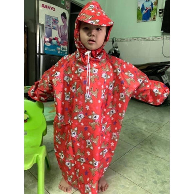 Áo mưa bít trẻ em từ  1 - 10 tuổi , áo mưa  vải dù chống thấm , họa tiết hoạt hình xinh xắn kèm túi đựng giao màu ngẫu nhiên