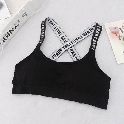 Áo bra dệt kim dây chéo in chữ 2503 – Áo ngực không gọng nâng nhẹ, co giãn 4 chiều, mặc siêu êm