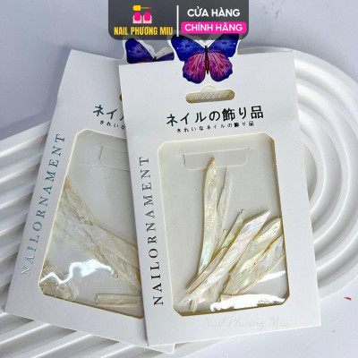 Xà Cừ Trắng Ánh Trai Đính Đá Móng, Xà Cừ Nail Mảnh Mỏng Ẩn Móng Đắp Gel Đắp Bột Ẩn Chuyên Làm Nail - Nail Phương Miu Khảm Xà Sơn Gel