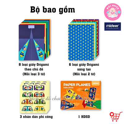 Giấy gấp Origami Thủ Công Hình Các Con Vật và Máy Bay cho bé - Mideer Origami Planes and Animals