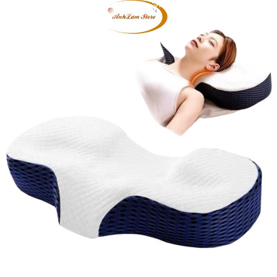 Gối cao su non công thái học Anh Lam Store chống đau vai gáy, ngủ ngáy, hỗ trợ ngủ nhanh - Thiết kế riêng biệt cho tư thế nằm ngửa và nằm nghiêng - Hàng chính hãng