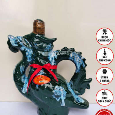 Đặc Sản Bình Định - Rượu Bàu Đá Thành Tâm Thuyền Chim (Màu xanh rêu) 700ml - OCOP 3 Sao