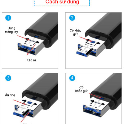 Đầu cắm OTG xịn giúp điện thoại Android đọc thẻ nhớ TF, USB, Type C  - Hàng chính hãng / Hàng nhập khẩu