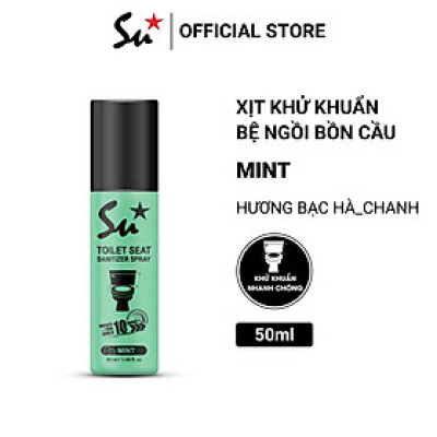Xịt khử khuẩn bệ ngồi bồn cầu Su Star hương chanh và bạc hà, loại bỏ 99.999% (50ml)
