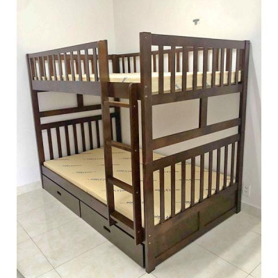 Giường 3 Tầng Unit (1m2) Gỗ Thông Tự Nhiên - Nâu