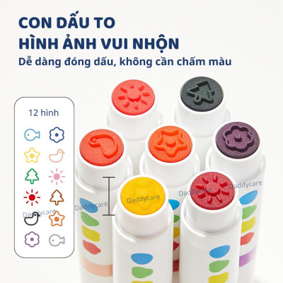 Bút màu chấm tròn mideer Round-Tip Stamper Washable Marker, bút highlight 2 đầu cho bé 2,3,4,5,6 tuổi