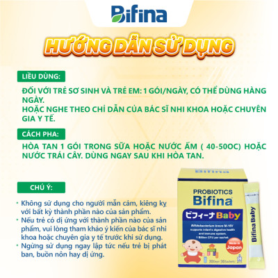 Men vi sinh Bifina Baby Nhật Bản – Hộp 30 gói – Hỗ trợ bổ sung lợi khuẩn cho  trẻ sinh non, sinh mổ, dùng sữa công thức