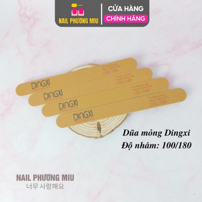 Dũa Mỏng DINGXI Lốc 50 Cái Độ Nhám 100/180 Màu Nâu Vàng Da Bò Làm Nail Tiện Lợi, Form Thẳng Không Chạm Khóe Móng, Lõi Nhựa Cứng Cáp, Cầm Chắc Tay