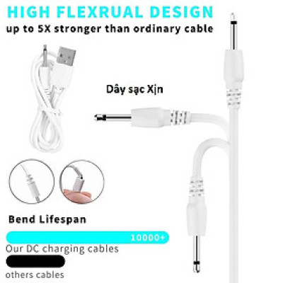 Dây sạc máy massage USB 10 tốc độ, dành cho các loại máy massage mặt mắt body toàn thân đầu nhọn (Hàng Chính Hãng)