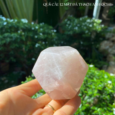 Quả cầu 12 mặt đá thạch anh NHASAN QC1416 vật phẩm mang theo bên người thu hút may mắn - nặng 380gr, đường kính 7.3cm
