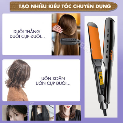 Máy duỗi tóc Kemei KM-3114P điều chỉnh 4 mức nhiệt sử dụng được cho mọi loại tóc - Hàng chính hãng