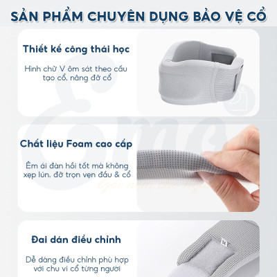 Nẹp cổ mềm chống cổ rùa EMA, đệm đỡ chống mỏi cổ vai gáy, định hình, ngừa thoái hóa đốt sống cổ