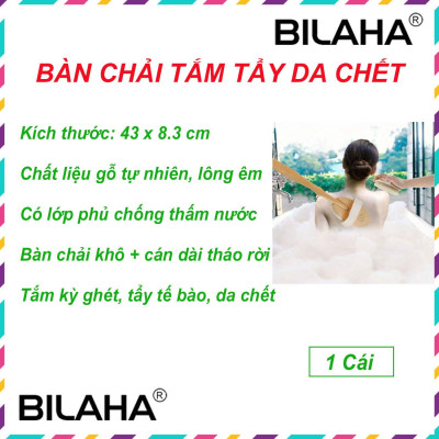 Bàn chải chà lưng cán gỗ dài tiện dụng, cây cọ lưng chà lưng tắm với sữa tắm cực sạch (Hàng Chính Hãng) B0123