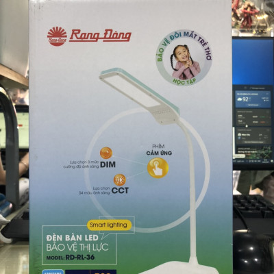 Đèn học để bàn Rạng Đông RD-RL-36 chống cận thị, công suất 6W cảm ứng, 3 cấp 4 màu ánh sáng, Chip LED Samsung (Màu Xanh Ngọc)