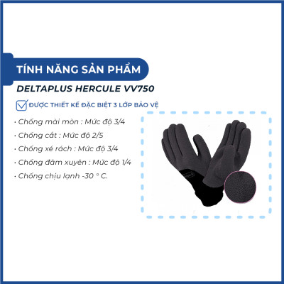 Bao tay phòng lạnh Deltaplus HERCULE VV750 chịu lạnh đến -30 độ C nhập khẩu chính hãng
