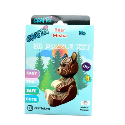 Bộ mô hình đồ chơi lắp ráp xếp hình DIY 3D Đồ Chơi Xây Dựng Mô Hình Giáo Dục Trẻ Em CRAFTOI 3D Puzzel Kit BEAR MISHA