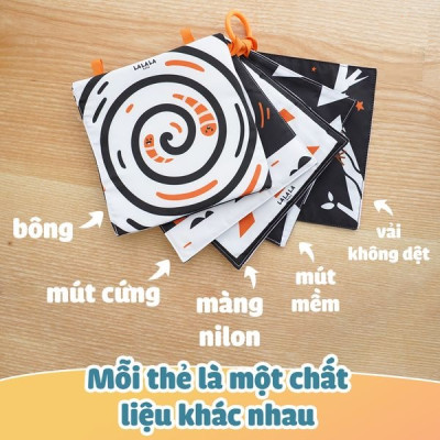 Bộ Đồ Chơi Thẻ Vải Lalala Baby 5 Chất Liệu Kích Thích Thị Giác Cho Trẻ Sơ Sinh