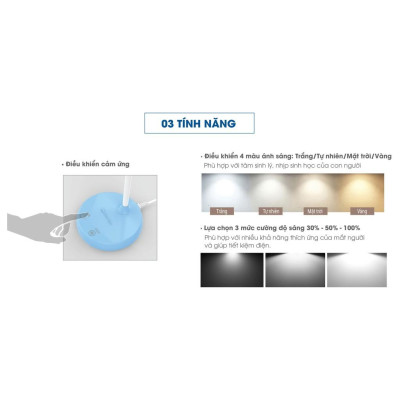 Đèn bàn học LED cảm ứng chống cận chính hãng Rạng Đông Model: RD RL 38 PLUS 2021