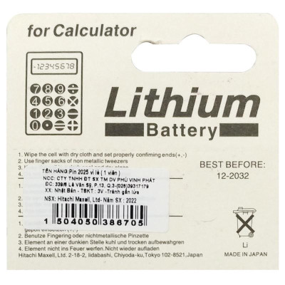 Pin Maxell 3V CR2025