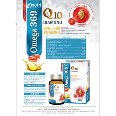 Omega 369 Q10 Diamond – cho Trái tim khỏe, mắt sáng, GIẢM CHOLESTEROL, ngủ ngon – Hộp 1 lọ x 50 viên