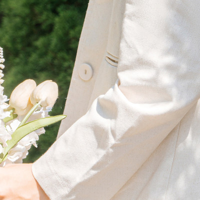 Áo blazer nữ linen Haint Boutique thiết kế tay lỡ cổ ve vuông phong cách công sở trẻ trung (Be Muối Tiêu) BZ08