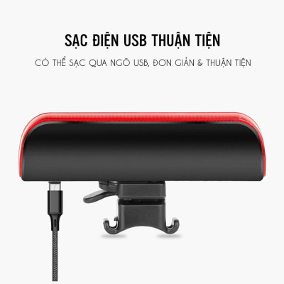 Đèn Đuôi Led Xe Đạp BK880 Chống Nước Siêu Sáng Nhiều Chế Độ Sáng Sạc Điện USB MaiLee