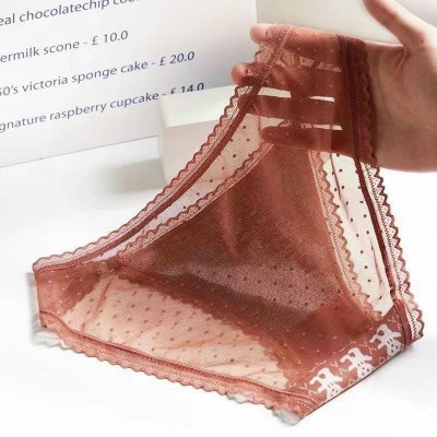 Combo 5 quần lót nữ thun dệt in hình gấu phối ren 409 – Co giãn 4 chiều, siêu mềm mại