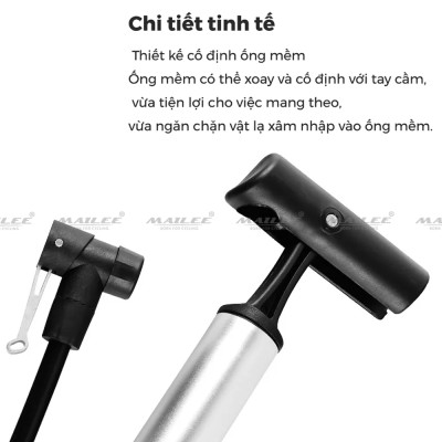 Bơm Xe Đạp Mini Dạng Đứng Áp Suất Cao 120psi B-2729 Thân nhôm gắn sườn xe tương thích Van Xe Phổ Thông và Van Nhọn (có kèm pad gắn) - Mai Lee