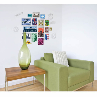 Decal 3D bộ sưu tập tem trên thế giới AmyShop DKN104 (90 x 130cm)