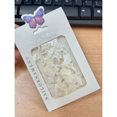 Xà Cừ Trắng Ánh Trai Đính Đá Móng, Xà Cừ Nail Mảnh Mỏng Ẩn Móng Đắp Gel Đắp Bột Ẩn Chuyên Làm Nail - Nail Phương Miu Khảm Xà Sơn Gel