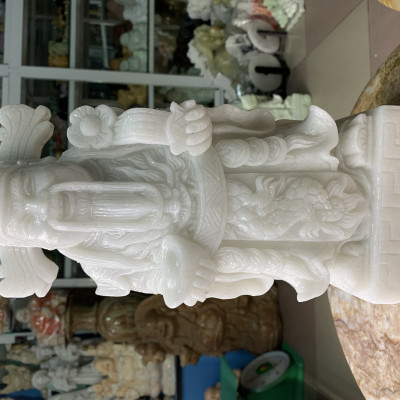 Bộ Tượng Tam Đa (Phúc Lộc Thọ) Đá Cẩm Thạch Trắng - cao 30cm