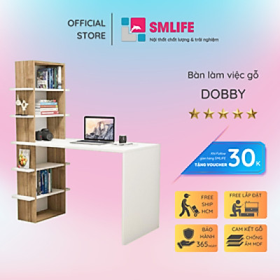 Bàn làm việc gỗ công nghiệp liền kệ để sách SMLIFE Dobby