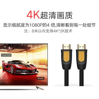 Ugreen UG10129HD101TK 2M màu Vàng Cáp tín hiệu HDMI chuẩn 2.0 hỗ trợ phân giải 4K * 2K 60hz - HÀNG CHÍNH HÃNG
