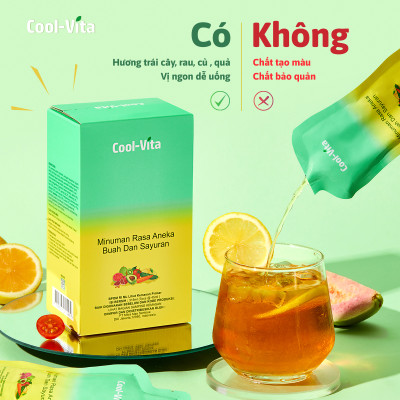Nước Uống Bổ Sung Enzyme Chiết Xuất Từ Trái Cây và Rau Củ Hỗ Trợ Tiêu Hoá, Thanh Lọc Cơ Thể Coolvita - (45ml× 7 túi)/hộp